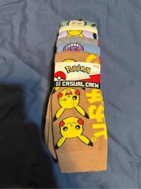 Pokemon Socks Men's Casual Crew Socks 6 Pairs Mens Size 8-12 Bioworld NEW